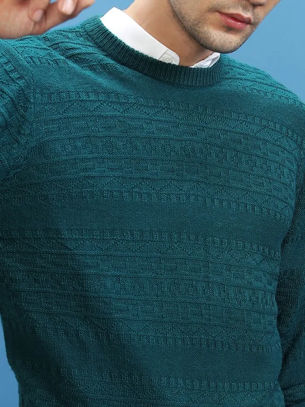  Highlander Men Teal Round Neck Pullover Sweaters