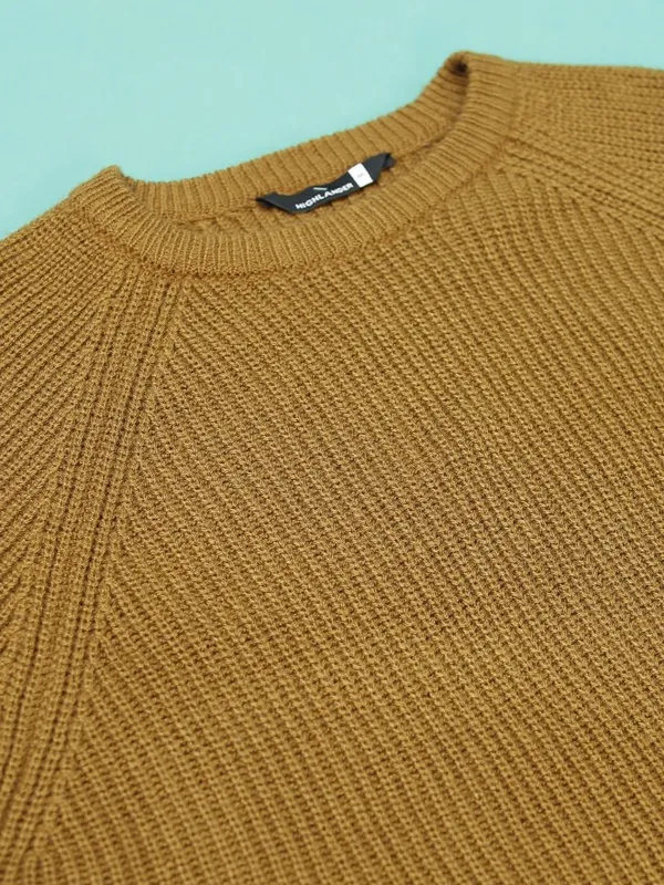  Highlander Men Mustard Round Neck Pullover Sweaters