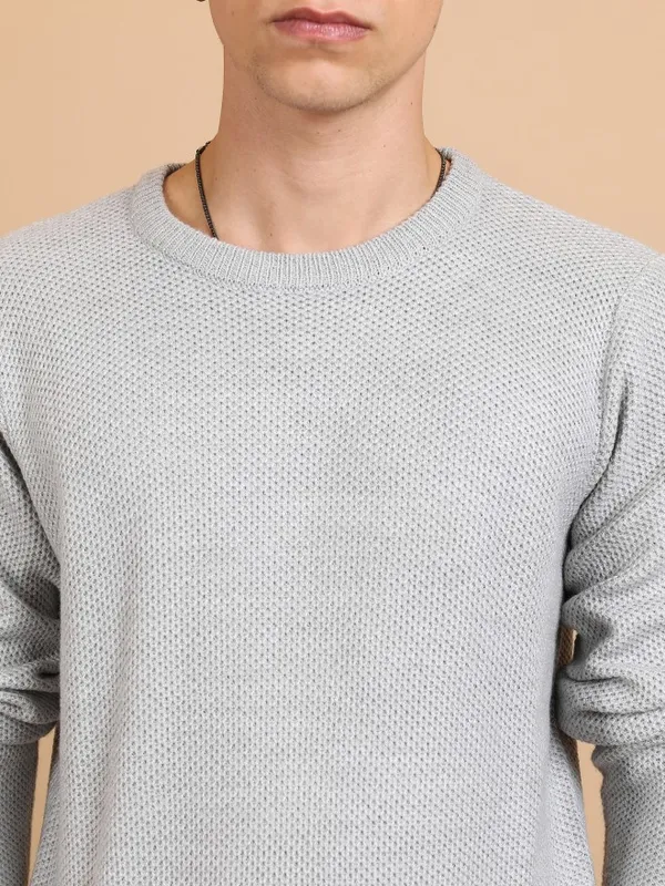  Highlander Men Grey Round Neck Pullover Sweaters