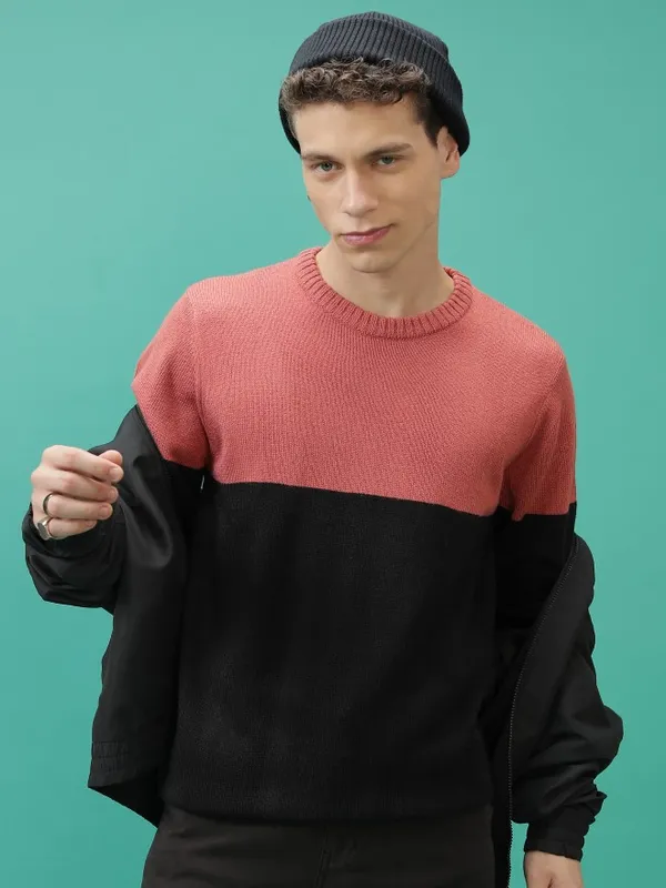  Highlander Men Black Round Neck Pullover Sweaters
