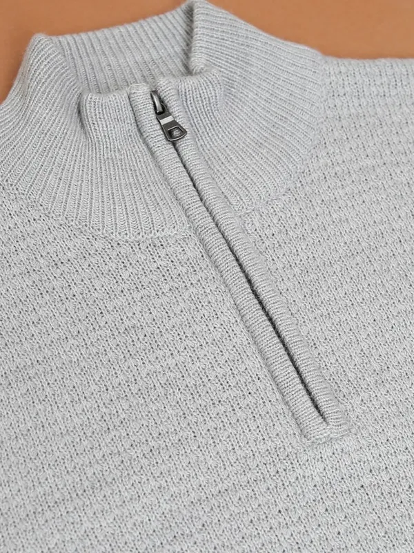  Highlander Men Grey Mock Collar Pullover Sweaters