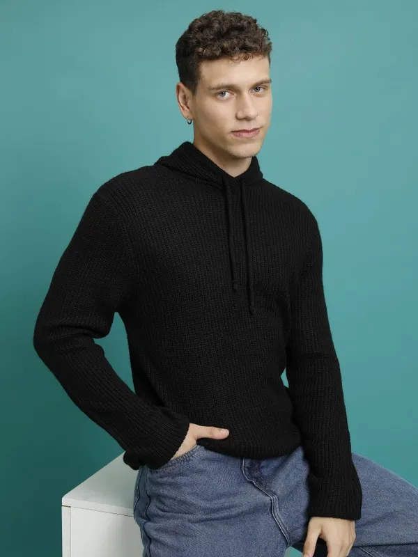  Highlander Men Black Hood Pullover Sweaters