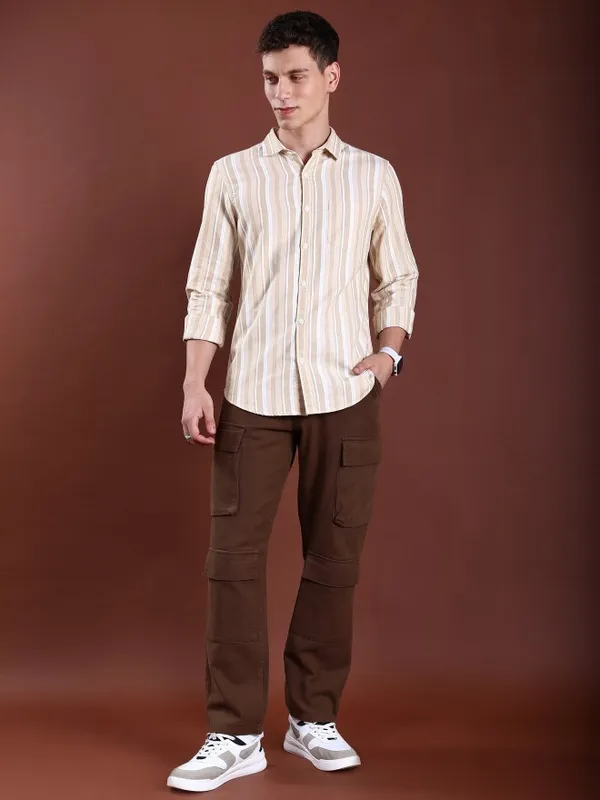  Highlander Men Multi Striped Slim Fit Casual Shirts