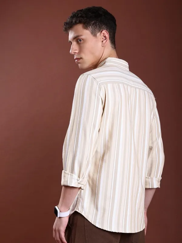  Highlander Men Multi Striped Slim Fit Casual Shirts