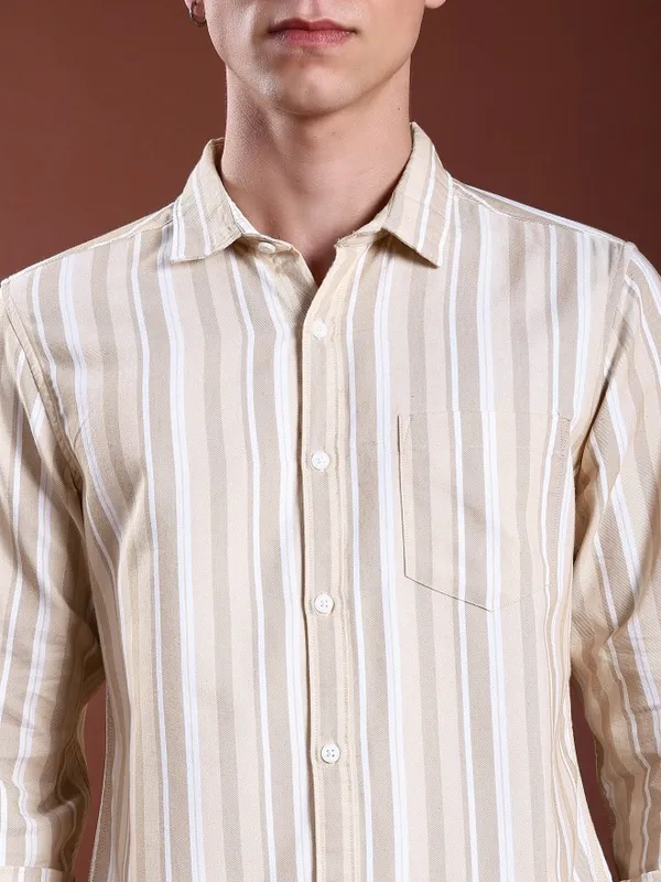  Highlander Men Multi Striped Slim Fit Casual Shirts