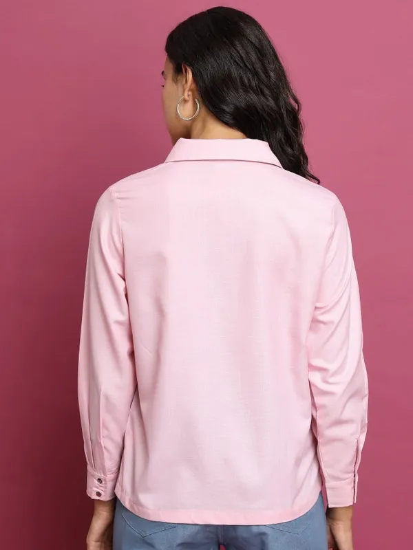 Tokyo Talkies Women Pink Solid Casual Shirt
