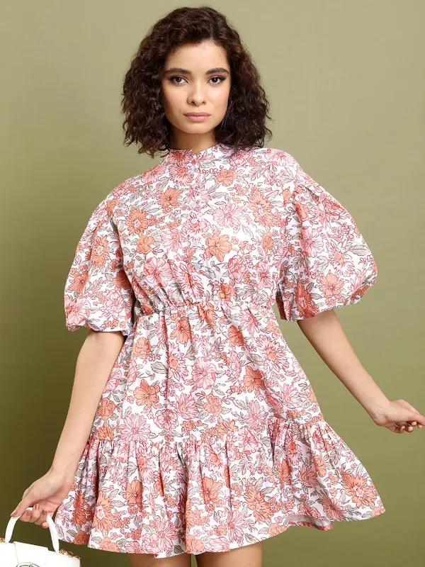  Tokyo Talkies Women Pink Printed Fit And Flare Dresses