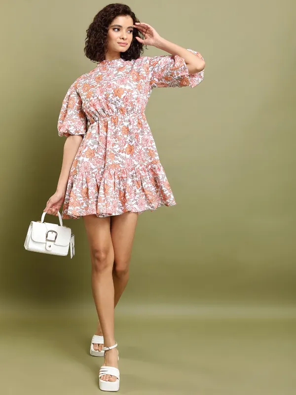  Tokyo Talkies Women Pink Printed Fit And Flare Dresses
