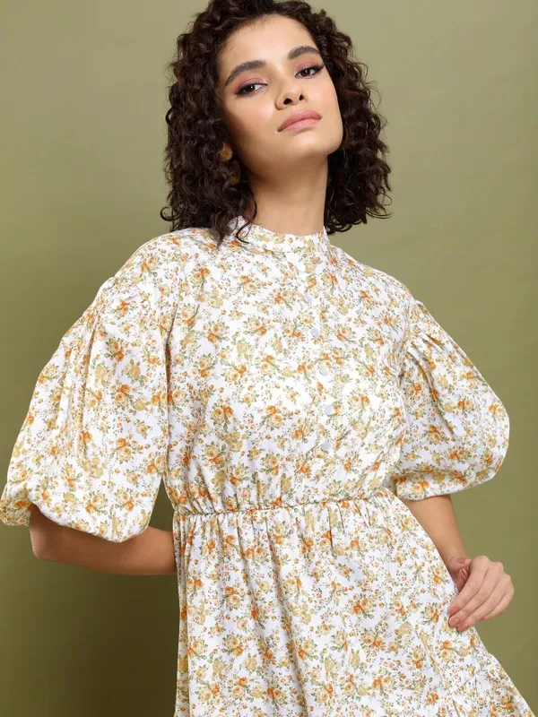 Printed Fit and Flare Dress