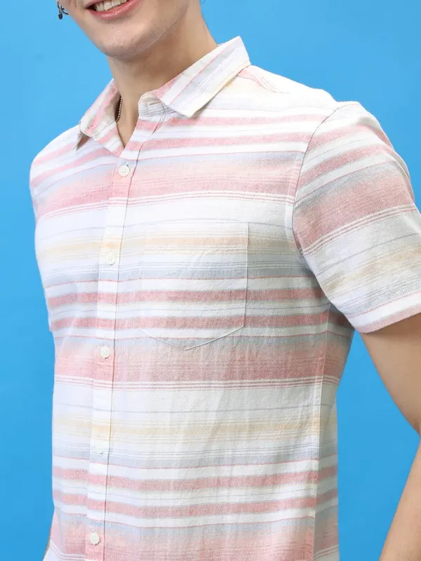  Highlander Men Multi Striped Slim Fit Casual Shirts