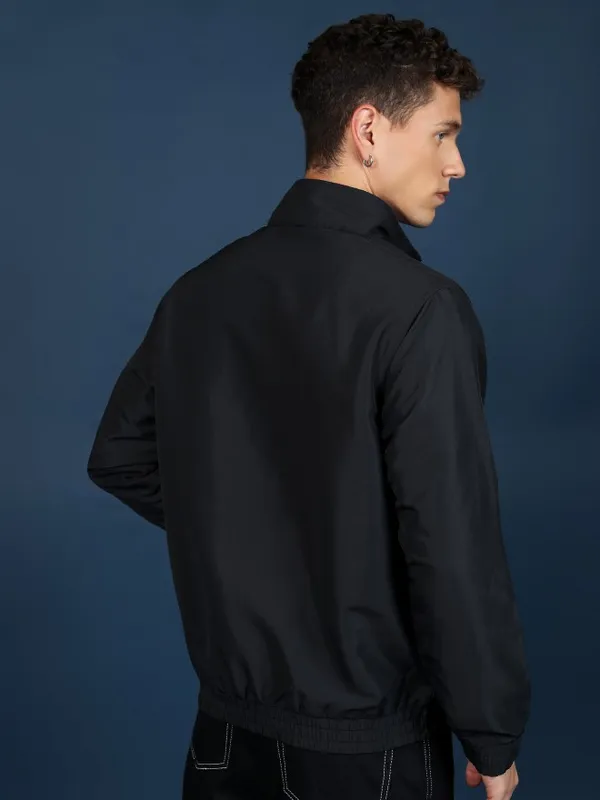 Highlander Men Black Solid Bomber Jackets
