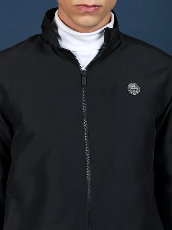  Highlander Men Black Solid Bomber Jackets