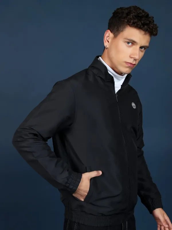  Highlander Men Black Solid Bomber Jackets