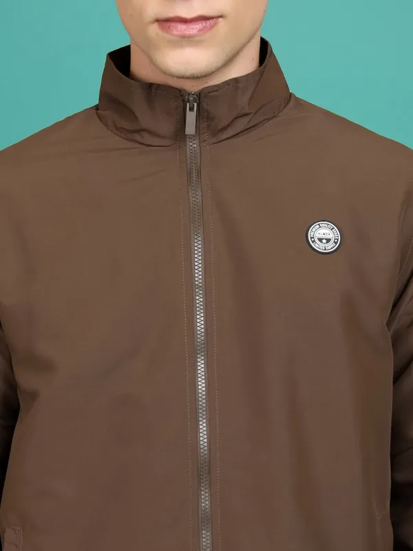  Highlander Men Brown Solid Bomber Jackets