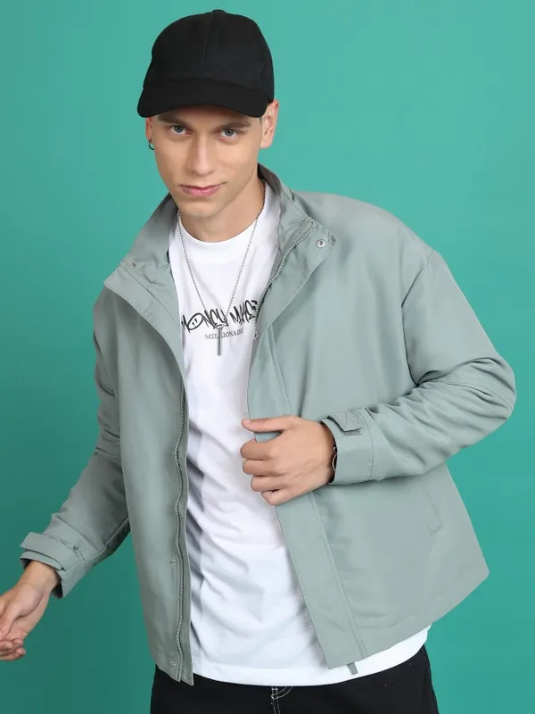 Highlander Men Grey Solid Open Front Jacket