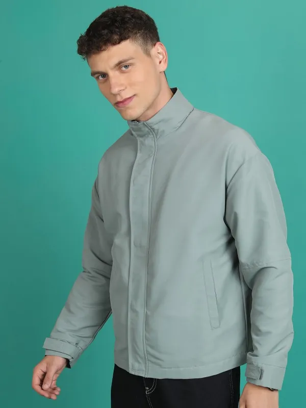 Highlander Men Grey Solid Open Front Jacket
