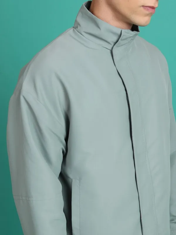 Highlander Men Grey Solid Open Front Jacket