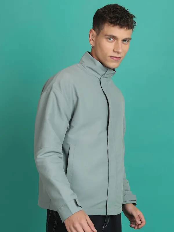 Highlander Men Grey Solid Open Front Jacket