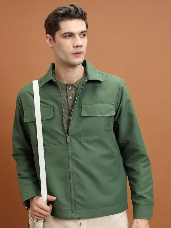 Men Solid Open Front Jacket