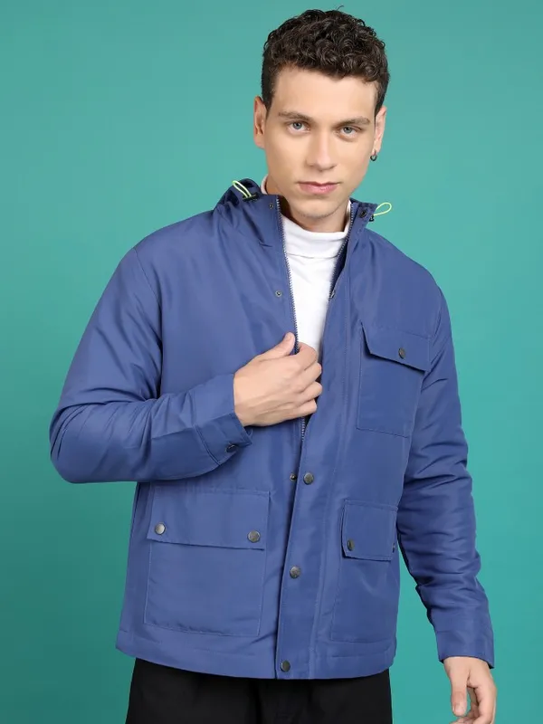 Men Solid Open Front Jacket