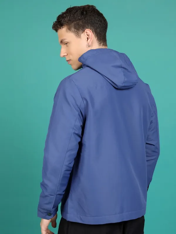 Highlander Men Blue Solid Open Front Jacket