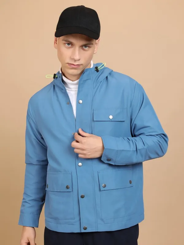 Men Solid Open Front Jacket