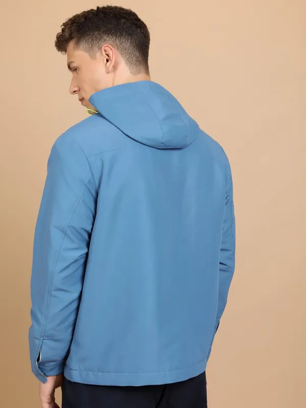 Highlander Men Blue Solid Open Front Jacket