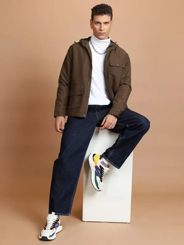 Men Solid Open Front Jacket