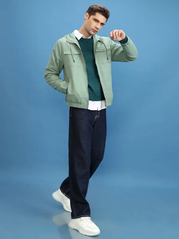 Men Solid Open Front Jacket