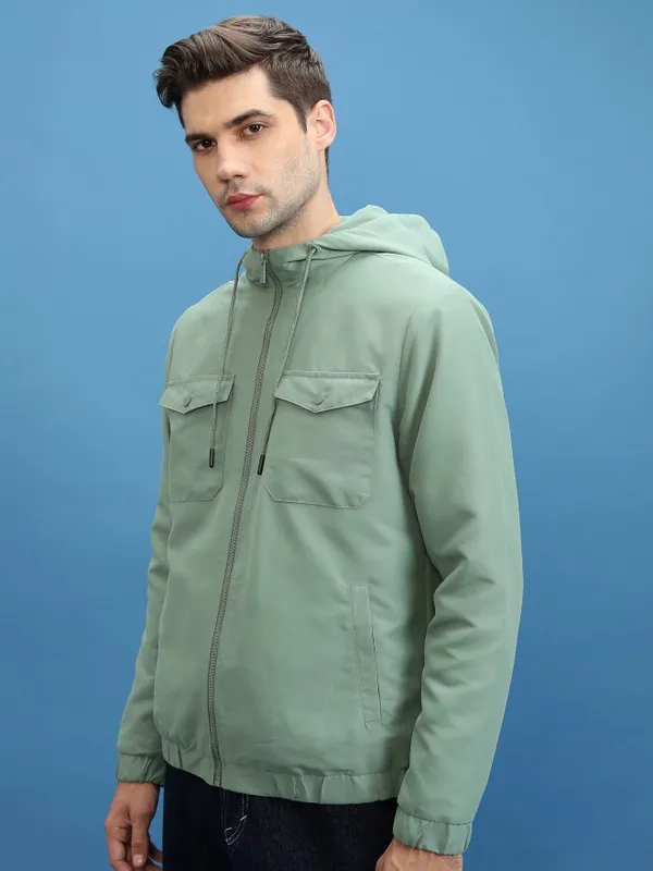 Men Solid Open Front Jacket