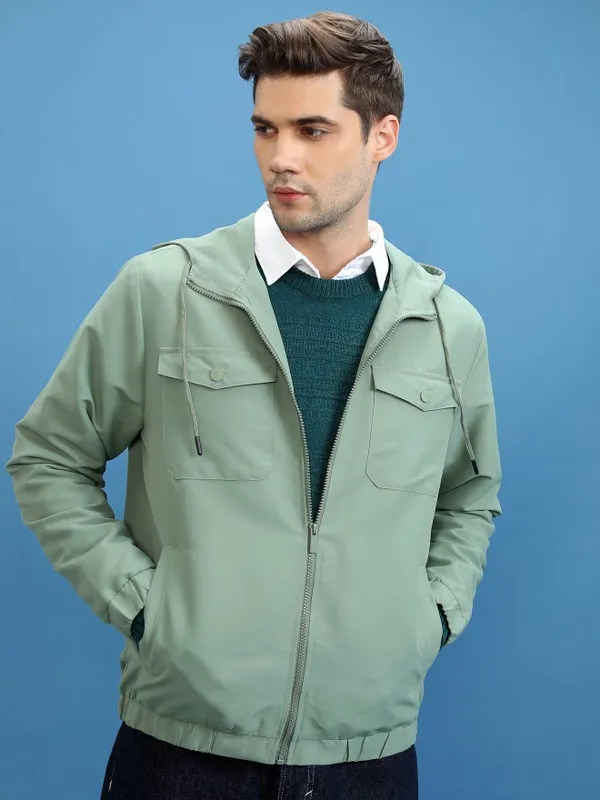Men Solid Open Front Jacket