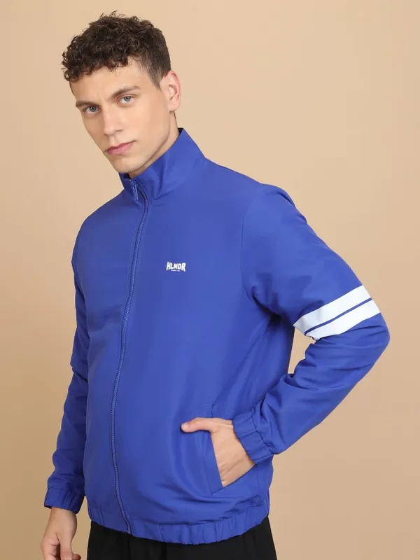 Highlander Men Blue Solid Open Front Jacket