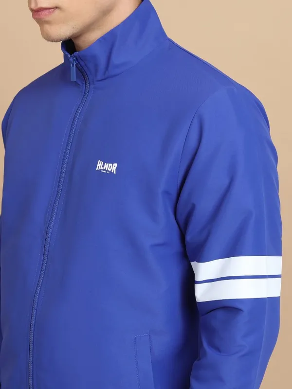 Highlander Men Blue Solid Open Front Jacket