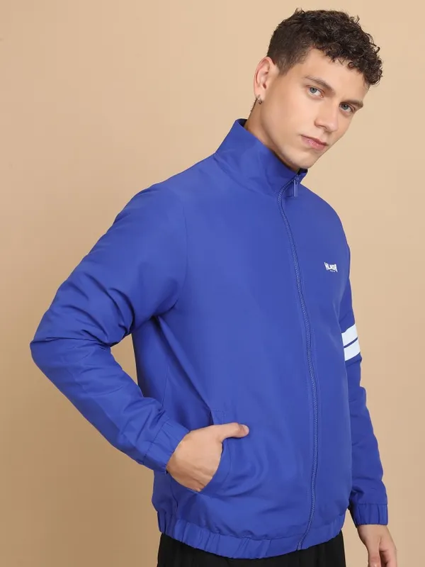 Highlander Men Blue Solid Open Front Jacket