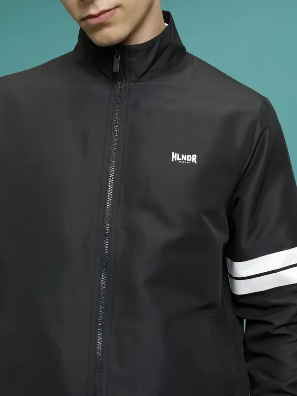 Highlander Men Black Solid Open Front Jacket
