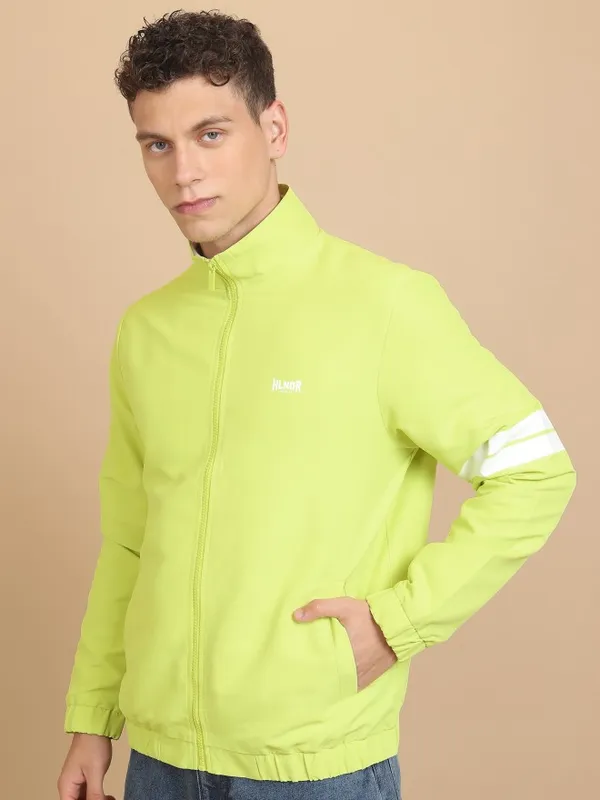  Highlander Men Green Solid Open Front Jacket Jackets