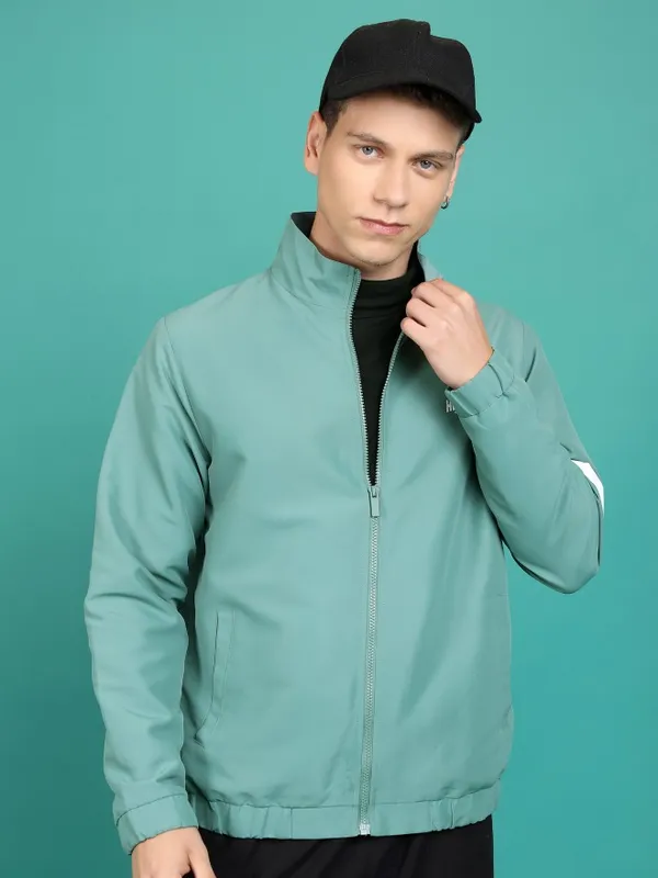 Highlander Men Teal Solid Sporty Jacket