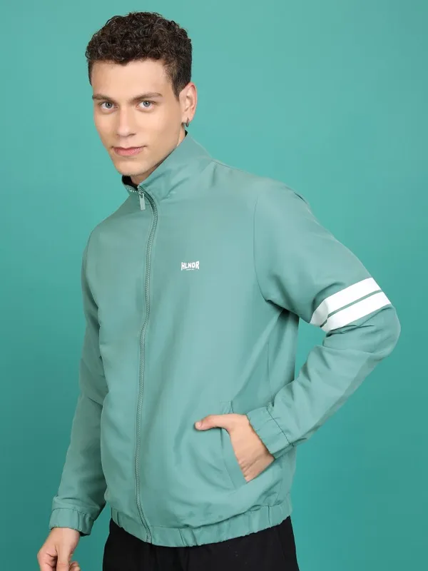 Highlander Men Teal Solid Sporty Jacket