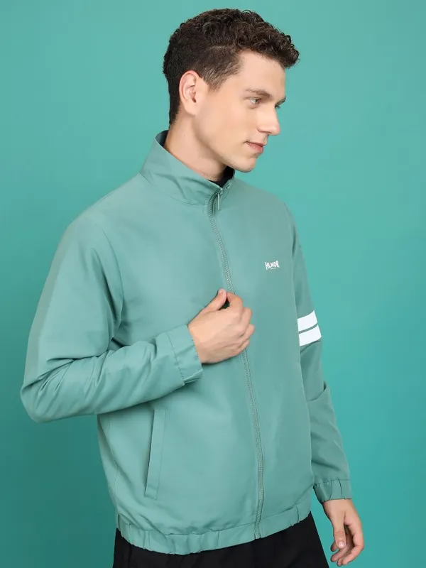 Highlander Men Teal Solid Sporty Jacket