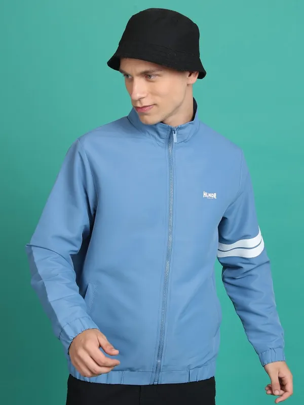  Highlander Men Blue Solid Bomber Jackets