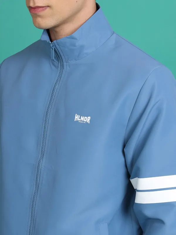  Highlander Men Blue Solid Bomber Jackets