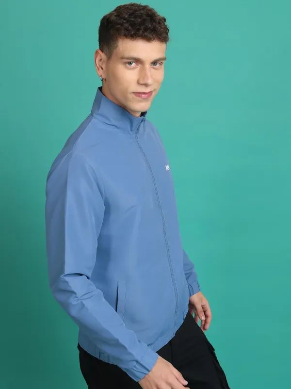  Highlander Men Blue Solid Bomber Jackets