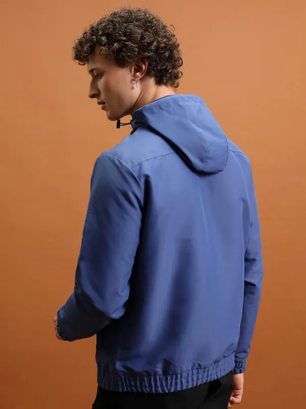 Highlander Men Blue Solid Open Front Jacket