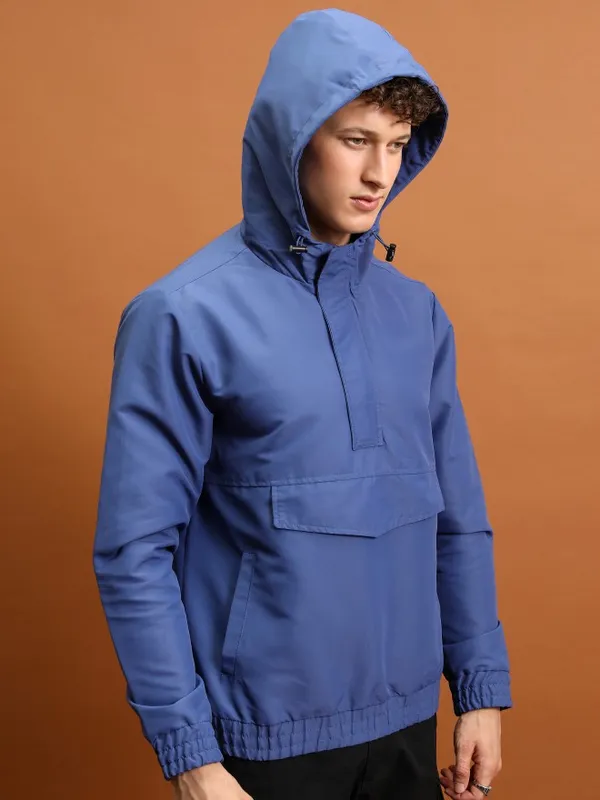 Highlander Men Blue Solid Open Front Jacket