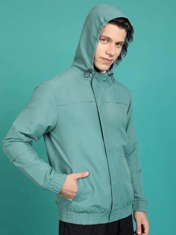  Highlander Men Olive Solid Bomber Jackets