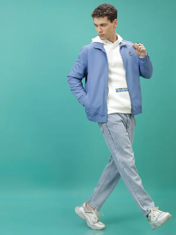  Highlander Men Blue Solid Bomber Jackets