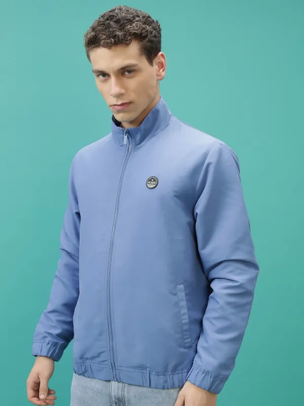  Highlander Men Blue Solid Bomber Jackets