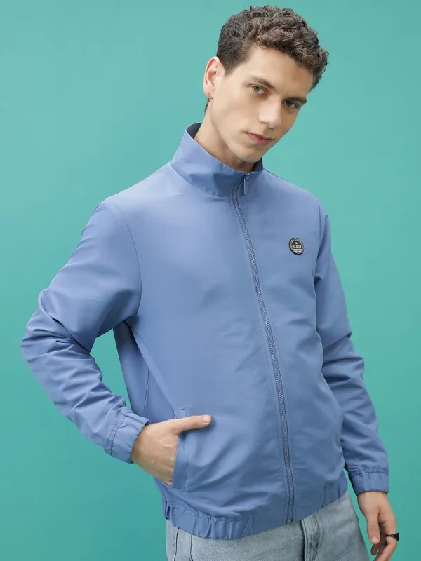  Highlander Men Blue Solid Bomber Jackets