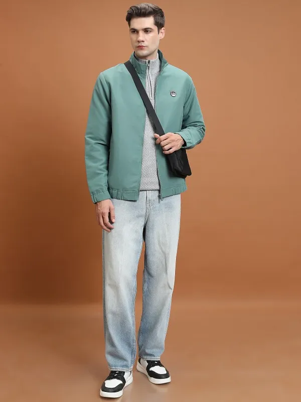  Highlander Men Olive Solid Bomber Jackets