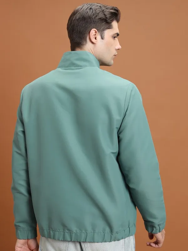  Highlander Men Olive Solid Bomber Jackets